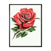DesignArt 'Антички црвен роза цвет iii' Традиционално врамено платно wallидна уметност печатење