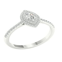Империјал КТ TDW Marquise Diamond Double Halo Engagement Ring во 10K бело злато