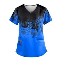 Блуза Со кратки Ракави Работна Облека Графички Отпечатоци Модни Врвови На Вратот За Жени Сина XL