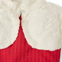 Чудо на нација празник Божиќен панел фустан со отстранлив факс-фур капилет