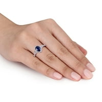 CT CT на Miabella Women's Diffuse сино и бел сафир дијамантски акцент 10kt бело злато ореол прстен