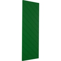 Ekena Millwork 18 W 34 H True Fit PVC Diagonal Slat модерен стил фиксирани ролетни за монтирање, виридијански зеленило