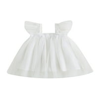 Мало Девојче Лето Еднобојна Прашка Цевка Горниот Ракав За Летање Секојдневни Фустани Од Тул Принцеза а-линија