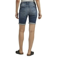 Co. Silver Jeans Co. Women'sенски Елисе Среден пораст Бермуда кратки, големини на половината 24-34
