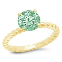 2.0 кт круг намалување зелена симулирани дијамант 18к жолто злато годишнината ангажман прстен големина 7