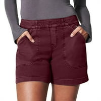 Едвинторг женски шорцеви Плус големина клиренс Модни Жени Цврсти Секојдневни Џебови Со Висок Струк Кратки панталони женски летни