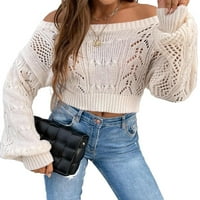 Пуловери Обичен Модел Обичен Надвор Од Рамото Долги Ракави Женски Џемпери