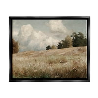 Класичен пејзаж за пејзаж на теренот со природно поле, црна врамена уметничка печатена wallидна уметност