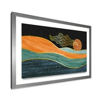 Дизајн Апстрактна природа морско сонце небото планински пејзаж модерен врамен уметнички принт