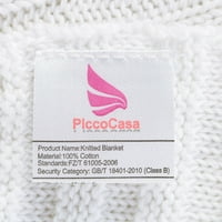 Пријатна стилска памучна кабел плетена ќебе, бело, преголемо фрлање