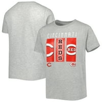 Младинска сива маица со лого на црвените Синсинати