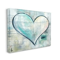 Слупел дома декор графити текстура срце сино бело сликарство платно wallидна уметност од Ками Лернер