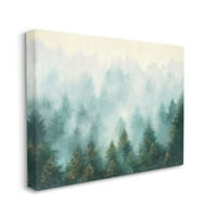 Апстрактни индустрии за индустрии Апстрактни борови шумски пејзаж со магла зелено сликарство платно wallидна уметност дизајн