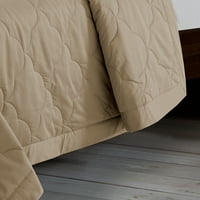 Модерна спална соба Оксфорд тен беж полиестер реверзибилен кревет ќебе близнак