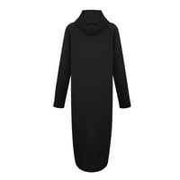 Женска Мода Качулка Слободно Време Патент Тркалезен Врат Врвови Со Долги Ракави Обложени Лабава Цврста Дуксерка Црна 5xl Летна Заштеда 