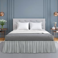 Уникатни поволни цени полиестерско здолниште со кревети со 16 капка светло сива кралица