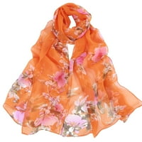 Модни Жени Праска Цвет Печатење Долга Мека Обвивка Шамија Дами Шал Шал Проверете *