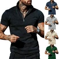 Мажите Патент До Краток Ракав Бизнис V Вратот Кошула Лента Блузи Повик Маица Блуза Темносина XL
