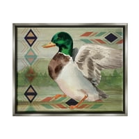 Службена во форма на рустикална молард патка животни и инсекти Сликање сив пловиј врамен уметнички печатен wallид уметност