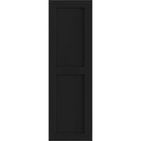 Ekena Millwork 12 W 44 H TRUE FIT PVC Два еднакви ролетни со рамен панел, црна