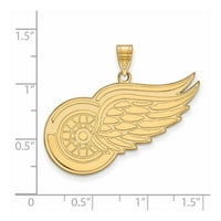 Стерлинг сребрен злато позлатено NHL логоарт Детроит црвени крилја xl приврзоци