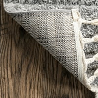 Нулум Рисет Геометриски килим со подрачје на тасели, 6 '7 9', светло сиво