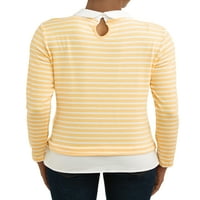 Женски џемпер од 2фер со вградена кошула со јаки