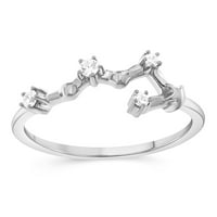 Дрејк CTTW Дијамант Небесна starвезда Шкорпија Хороскоп прстен за жени во родиум позлатена сребрена големина