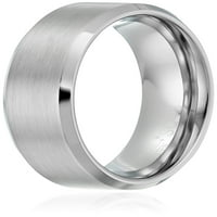 Машки сафир волфрам со дијамант што завршува широк сребрен прстен, големина 10