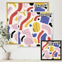 DesignArt 'Органски и елементи во розова жолта и црвена' модерна врамена платно wallидна уметност