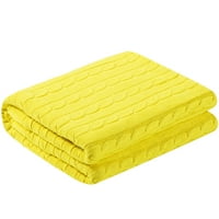 Уникатни поволни цени памук мек кабел плетен ќебе жолто