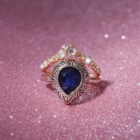 кеусн светла циркон прстен круг син камен накит моден накит ангажиран прстен за жени