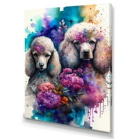 Дизајнрт симпатична пудличка куче цветна уметност платно wallидна уметност