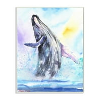 Humpback кит океан скок сина вода врамена сликарска уметност печатење