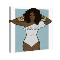 Студиото Винвуд мода и глам artидна уметност платно печати „костим за капење“ за капење - кафеава, бела боја