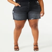 Софија фармерки, женски плус големина на кривини миди -тексас шорцеви