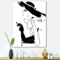 Дизајн Прекрасен црно -бел модел Haute Couture Fashion Woman Ii 'модерна печатена уметност во wallидот на платно